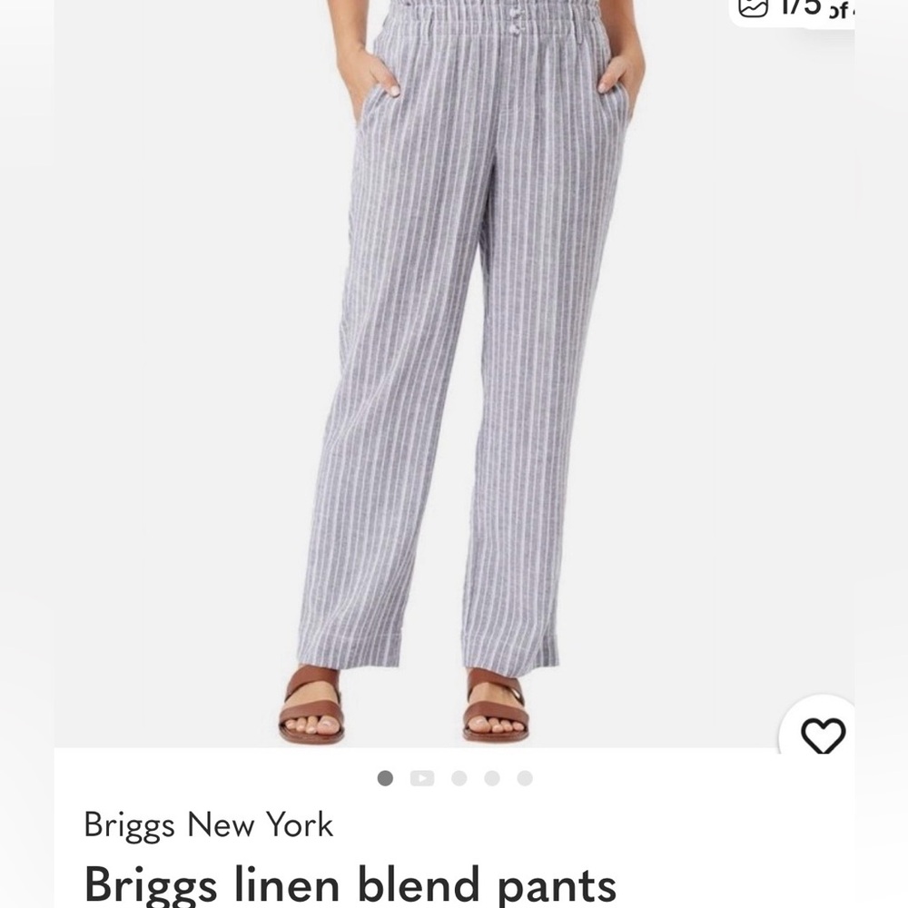 Briggs New York Blue and White Vertical Stripe Wide-Leg Pants